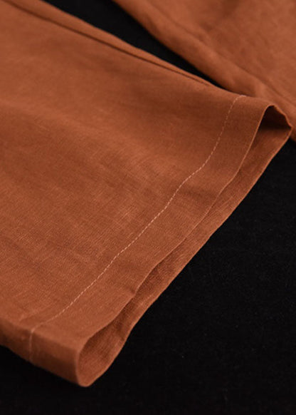 Caramel Linen Harem Pants High Waist Pockets Summer