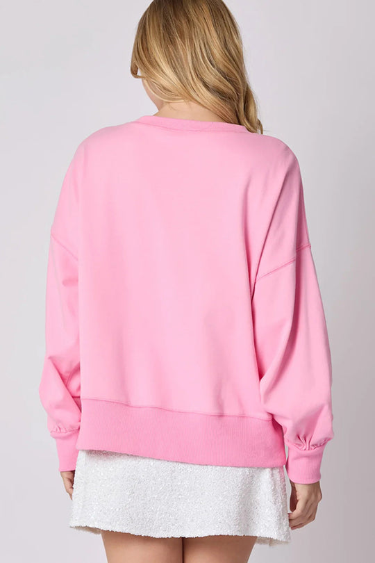 Christmas Bow Sequin Loose Casual Long-Sleeve Sweatshirt