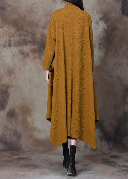 Yellow Asymmetrical Patchwork Cotton Loose Cardigan Spring