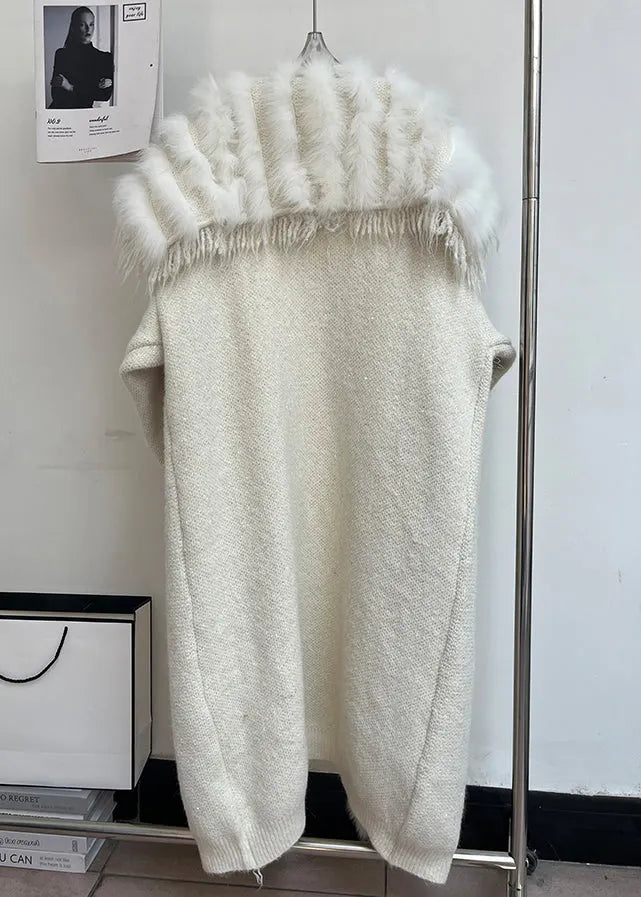 Beige Tasseled Pockets Patchwork Woolen Coats Sailor Collar