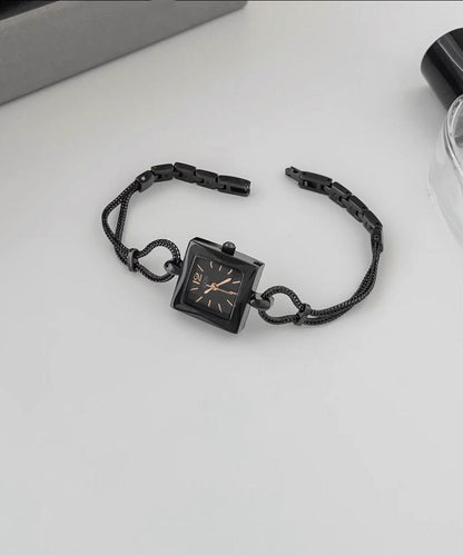 Black Alloy Chain Hardlex Crystal Square Watches