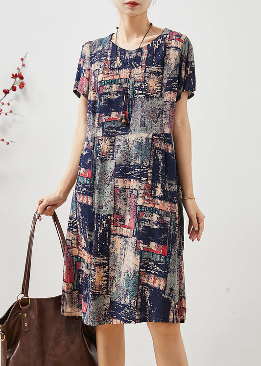 Navy Oversized Tie Dye Cotton Dress Summer