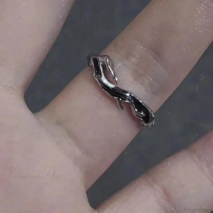 Dark Black Cross Star Ring