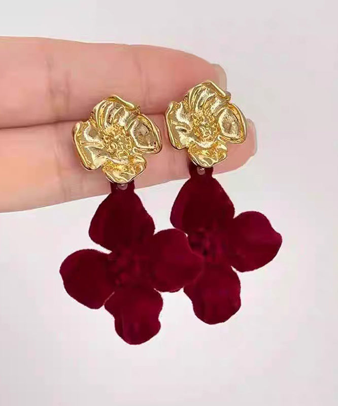 New Year Mulberry Sterling Silver Alloy Velvet Stud Earrings