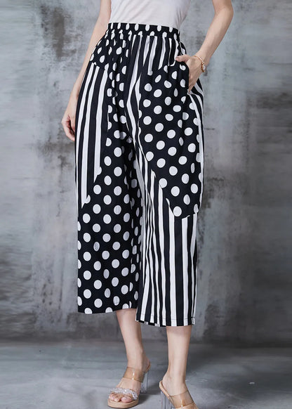 Black Asymmetrical Patchwork Cotton Harem Pants Summer