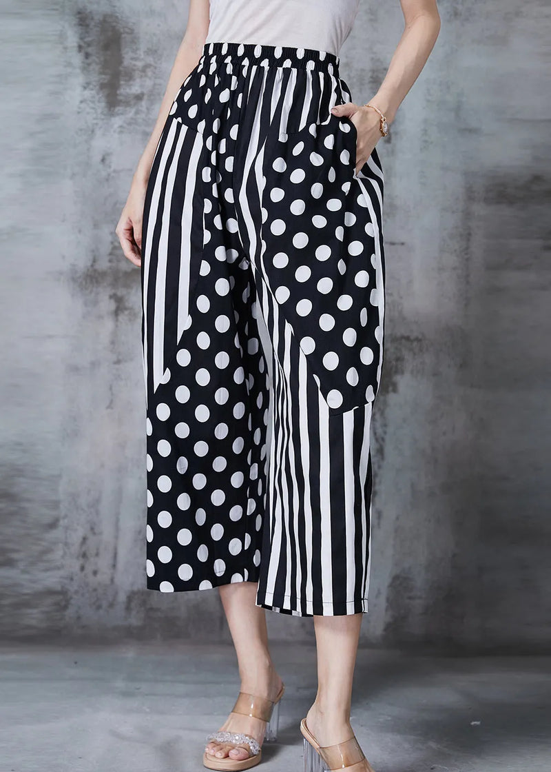 Black Asymmetrical Patchwork Cotton Harem Pants Summer