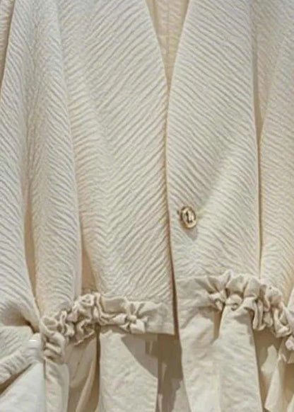 Original Ruffled Pockets Button Cotton Coat Fall