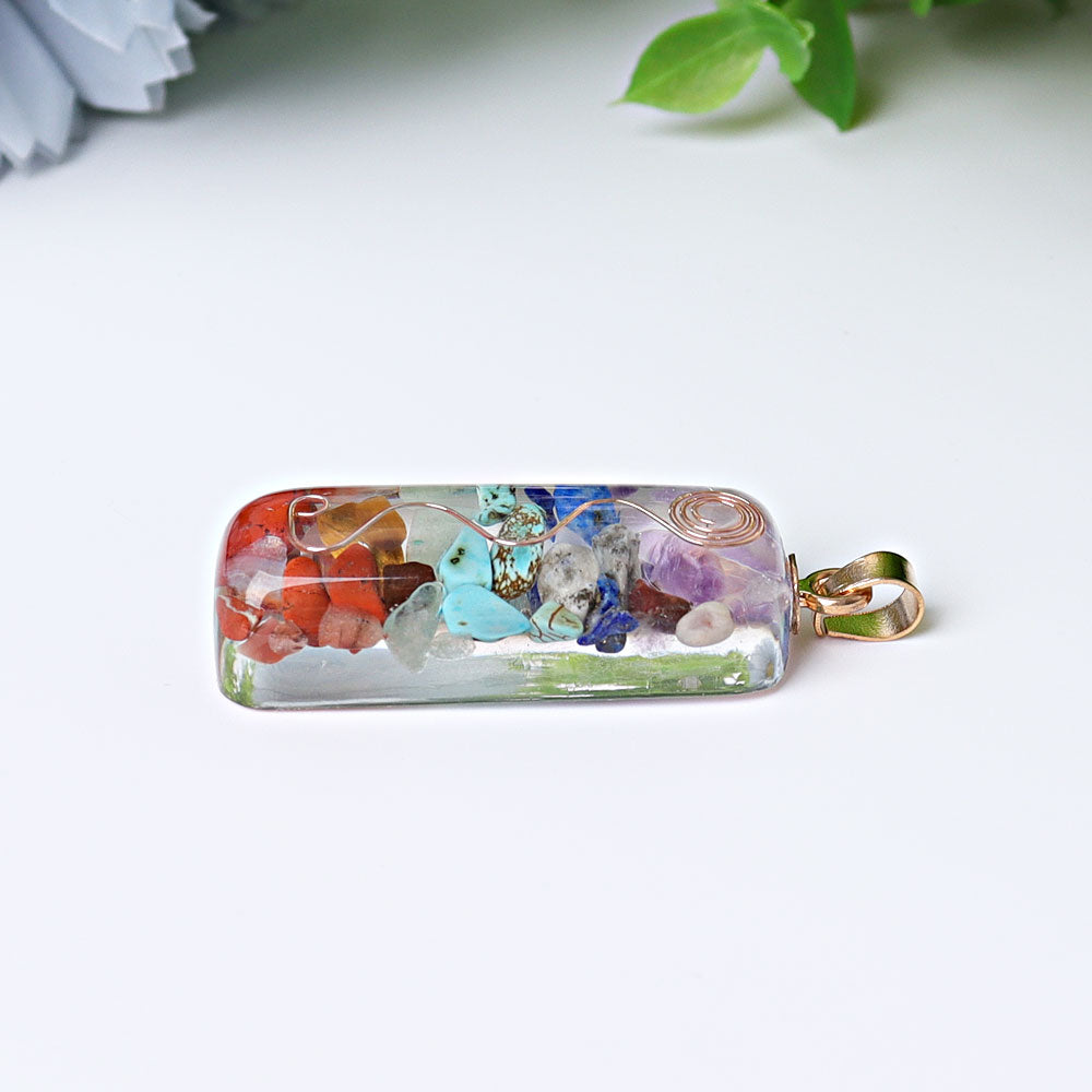 1.8 Inch Chakra Resin Crystal Pendant for Spiritual Healing
