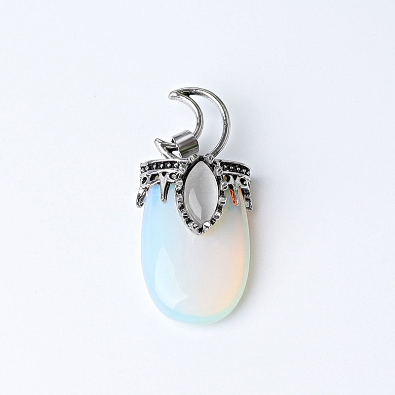 1.8 Inch Crystal Pendant With Moon Symbol | Spiritual Necklace