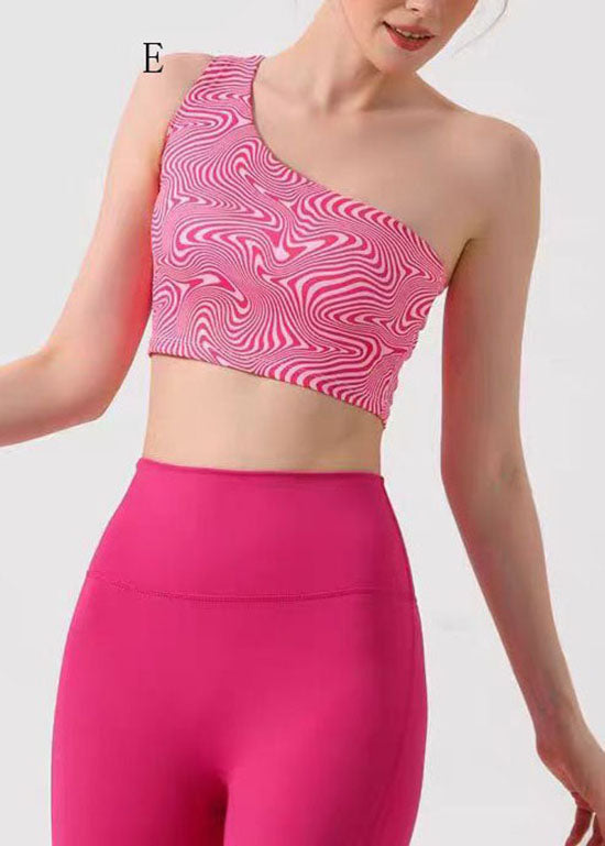 Print One Shoulder Sports Bra Tank Top