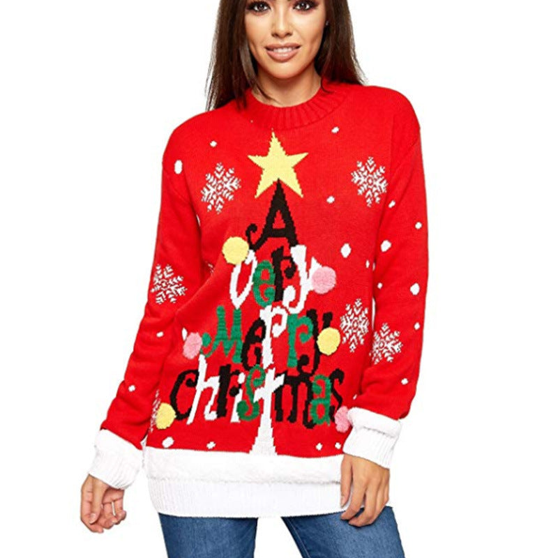 Women's Christmas Sweater with Festive Design and Large Motif R&B