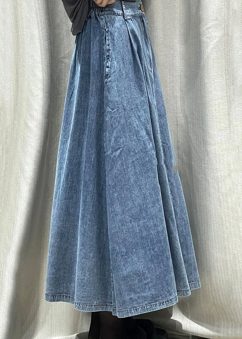 New Deep Blue Thin High Waisted Denim Skirts for Summer