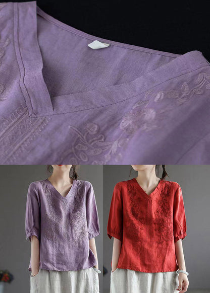 Gray Texture V Neck Embroidered T Shirt Half Sleeve