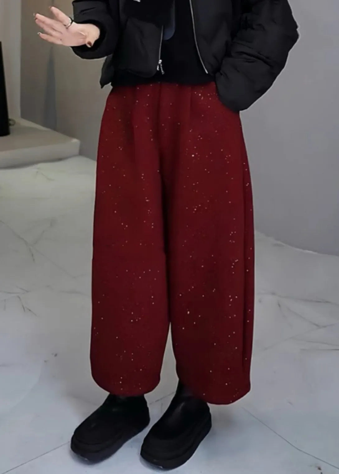 Mulberry Sequins Woolen Pants Spring