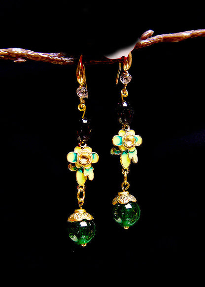 Turquoise Fine Flower Drop Earrings