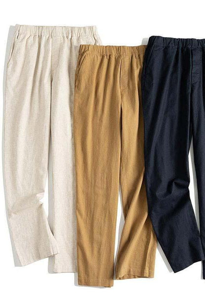Pure Color Linen Pants Drawing Trousers