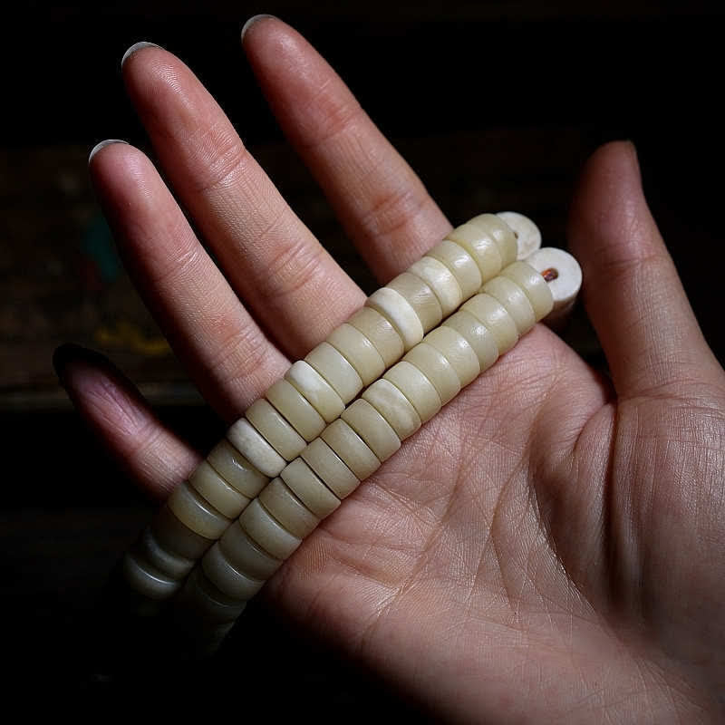 108 Bead Yak Bone Mala Bracelet for Strength and Balance