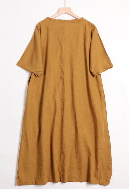 Organic Color Linen Dress for Summer
