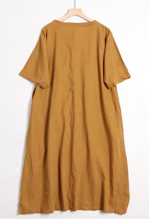 Organic Color Linen Dress for Summer
