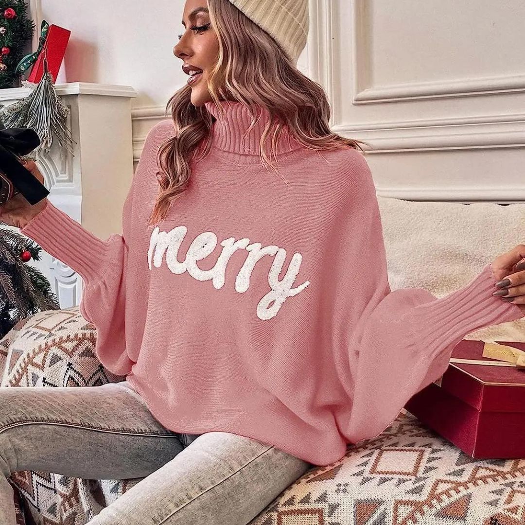 Festive Sweater for Women with Turtleneck