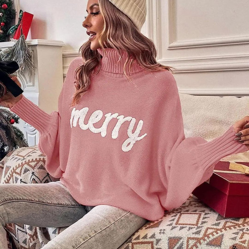 Festive Sweater for Women with Turtleneck