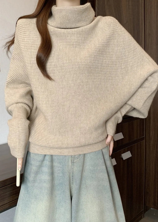 Apricot Turtleneck Thick Knit Sweater Winter