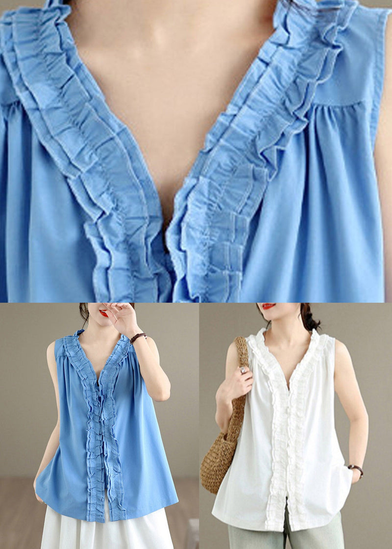 Blue Tops V Neck Summer
