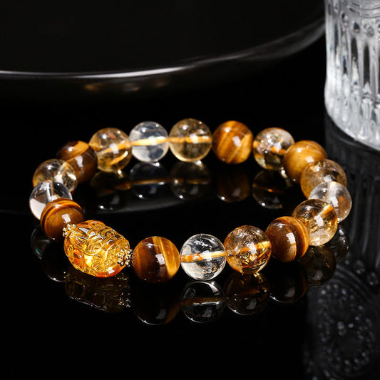 10mm Yellow Tiger Eye Citrine Strength Bracelet