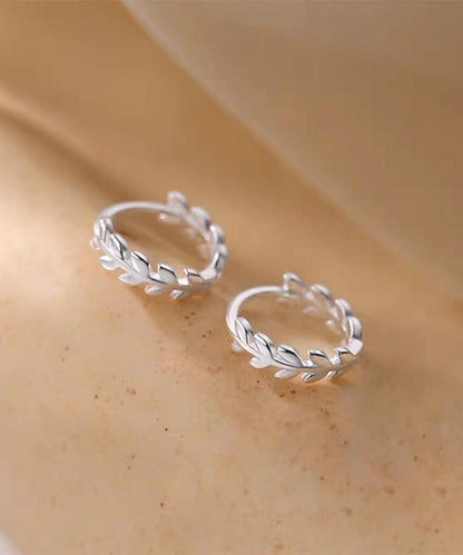 Silk Sterling Silver Ear of Wheat Hoop Earrings