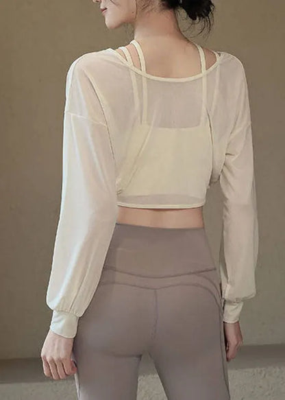 White Thin Breathable Sports Yoga Top
