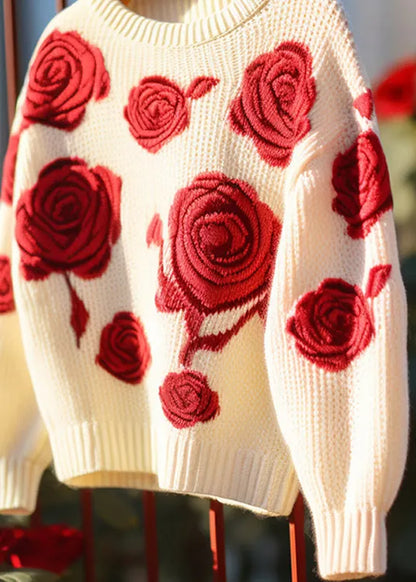 Red Hollow Out Cozy Knit Sweaters Fall