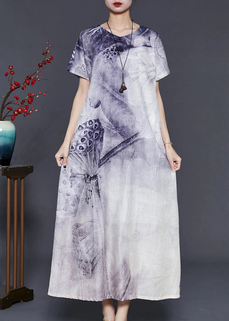 Purple Tie Dye Cotton Long Dress Summer