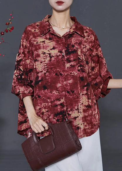 Mulberry Oversized Tie Dye Chiffon Blouse Top Summer