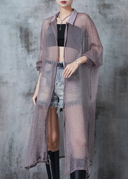 Grey Tulle Upf 50+ Cardigans Oversized Side Open Summer