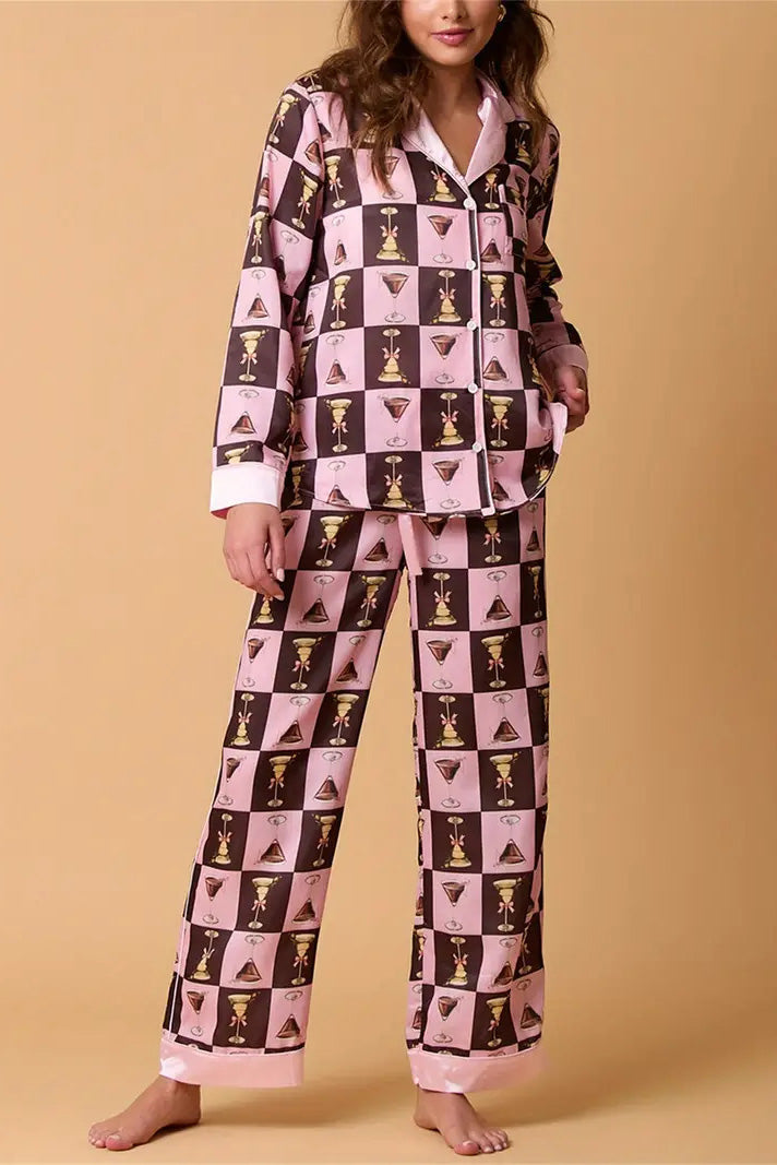 Christmas Festive Striped Pattern Pajama Set