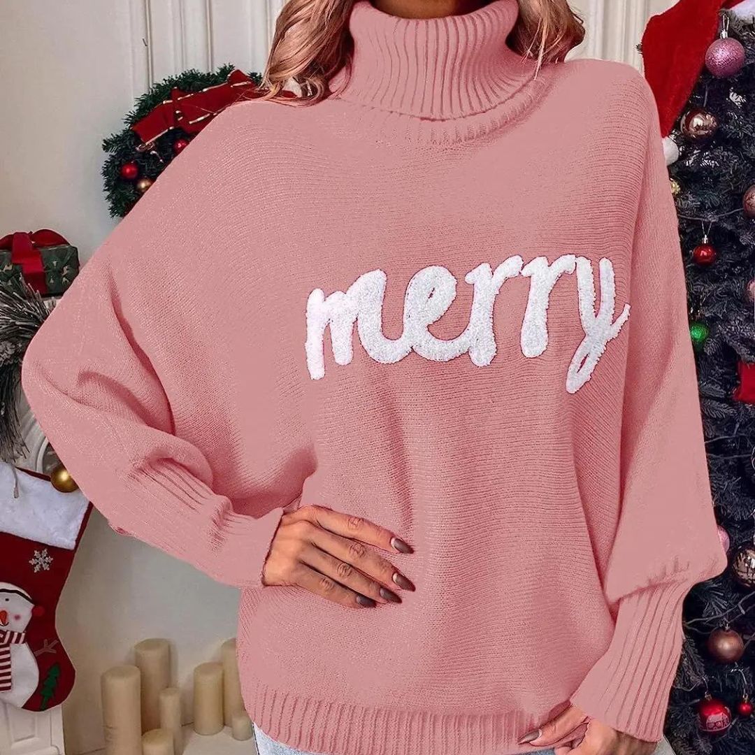 Festive Sweater for Women with Turtleneck