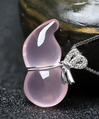 Pink Sterling Silver Crystal Gourd Charm Bracelet