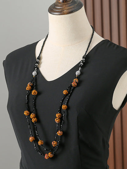 Ruyi Knot Beads Weave Sweater Necklace Qn005