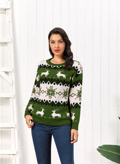 Turtleneck Sweater Women's Knit Christmas Sweater with Reindeer