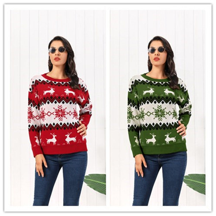 Turtleneck Sweater Women's Knit Christmas Sweater with Reindeer
