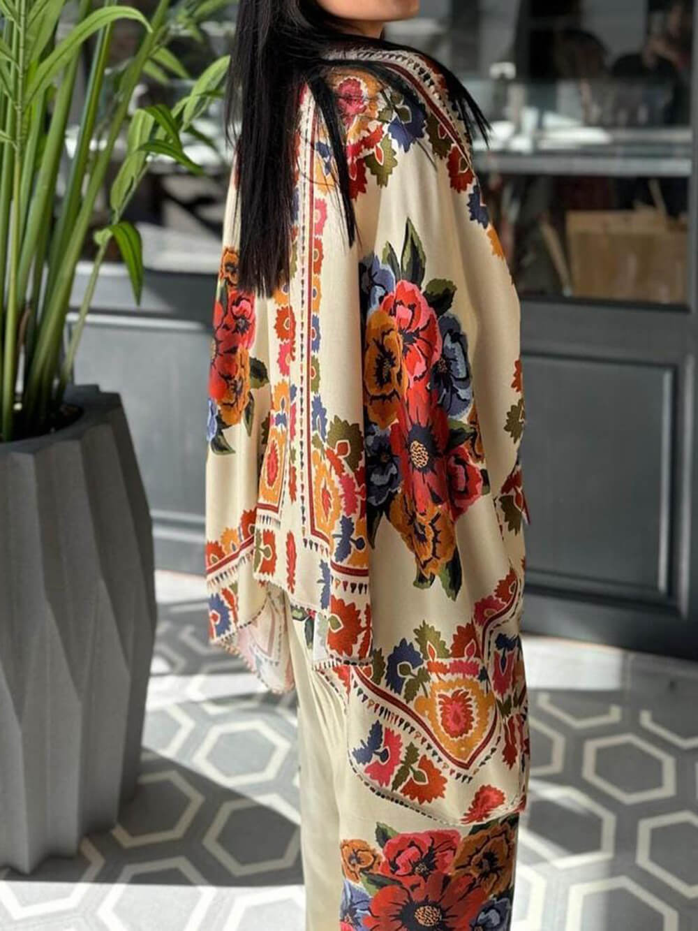 Fun Unique Printed Button Up Oversized Blouse