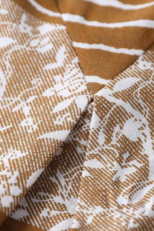Leaf Stripes Color Patchwork Print T-shirt