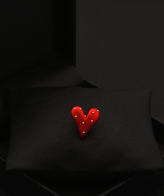 Red Stainless Steel Love Brooch