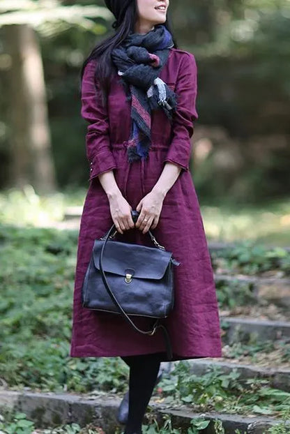 Linen Loose Drawstring Waist Dress