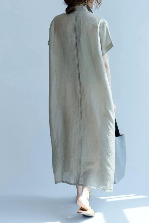 Silk Linen Long Dress Wind Coat