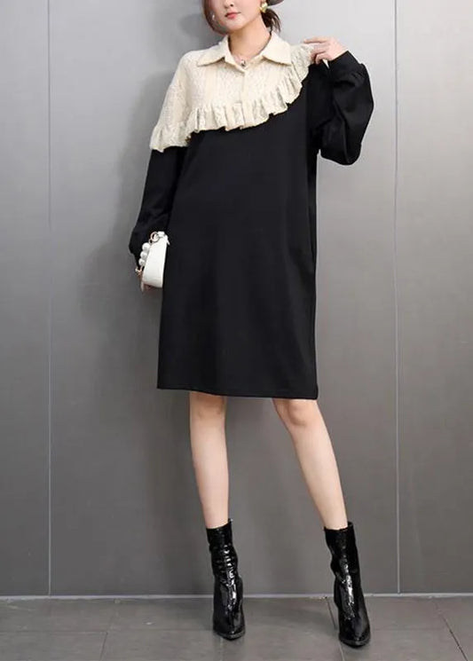 Colorblock Ruffled Patchwork Long Dress Spring