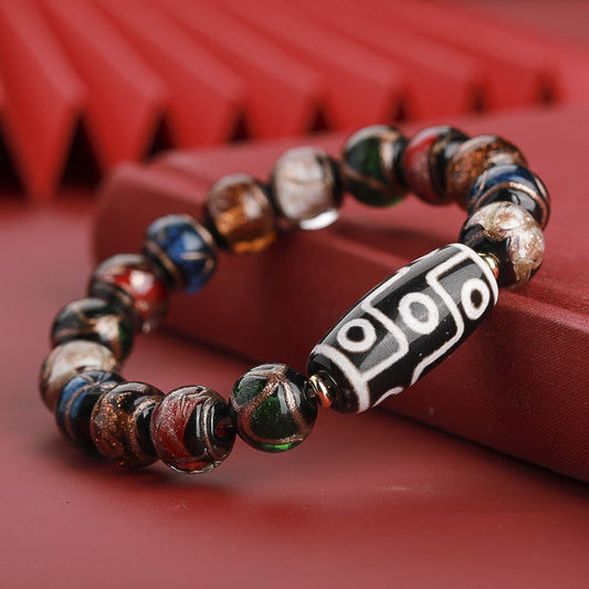 12mm Nine-eye Dzi Bead Spiritual Wealth Bracelet