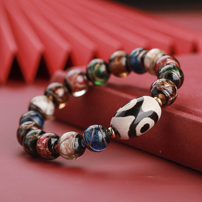 12mm Nine-eye Dzi Bead Spiritual Wealth Bracelet