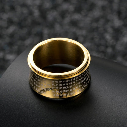12mm Titanium Steel Heart Sutra Spinner Ring for Balance