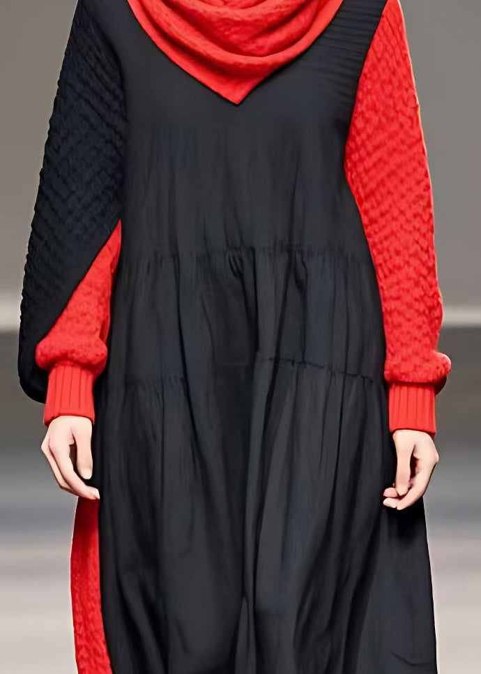 Colorblock Patchwork Maxi Dresses Fall